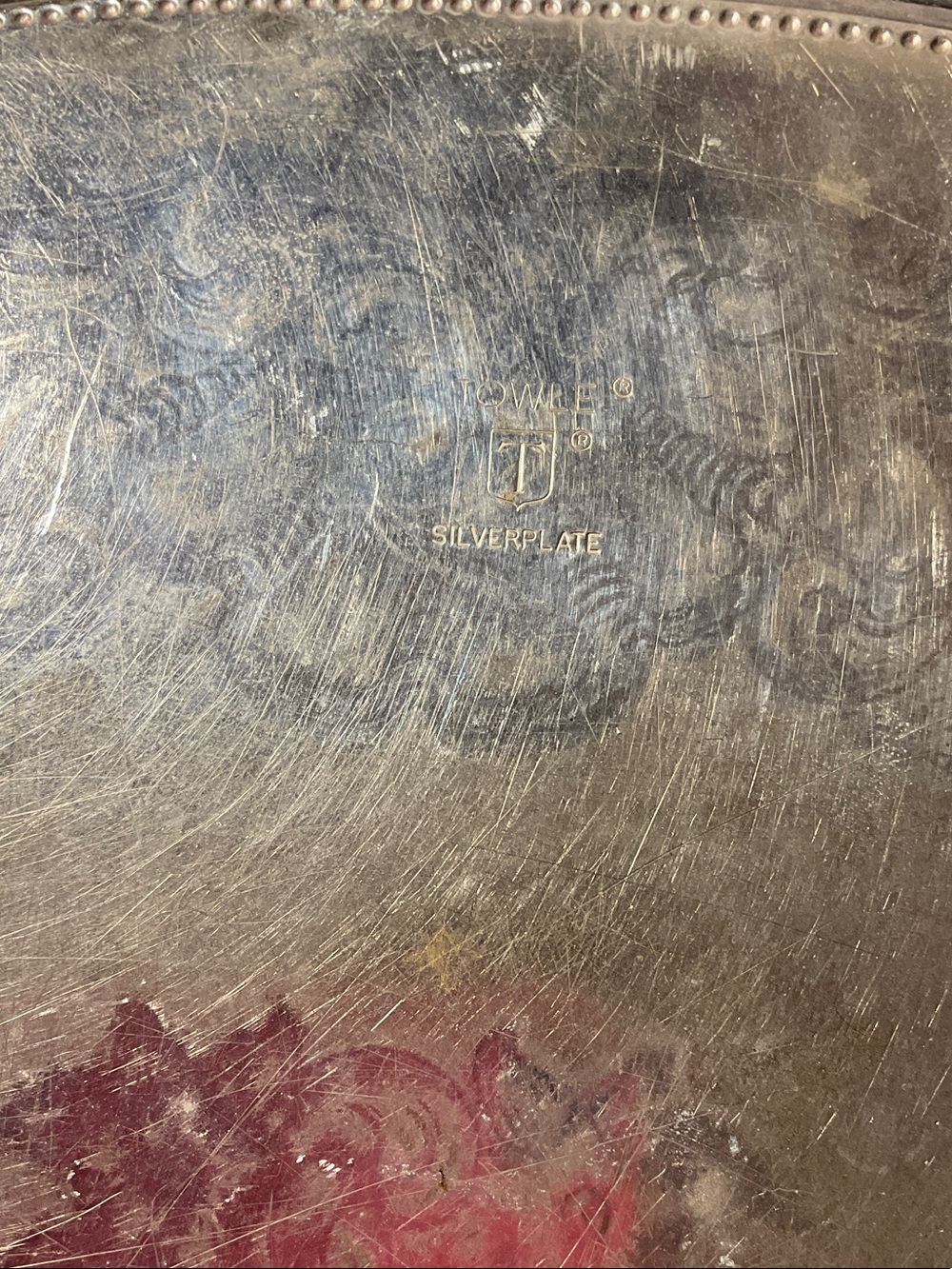 2 Towle Silver-Plated Trays with Engraved Mark - Picture 7 of 8